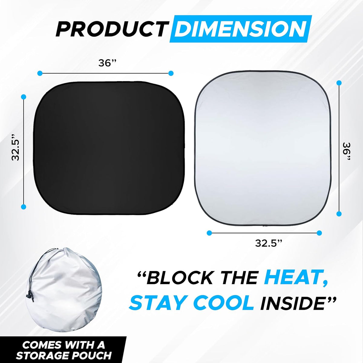 Autovir Car Windshield Sun Shade Foldable | Front Windshield Shade for Sun, Heat and UV Rays | Sunshade for Car Front Window and Interior Sun Protection | Medium (28 x 31 inches)