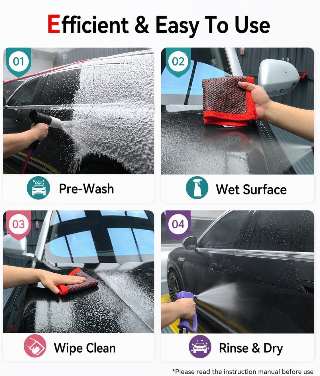 3-in-1 Clay Towel Kit for Car Detailing, 12" x 12" Clay Towels & Clay Mitt, Upgraded Rubber Polymer Coating, Synthetic Clay Bar Alternative, Remove Iron Dust, Bugs, Tree Sap & Contaminants