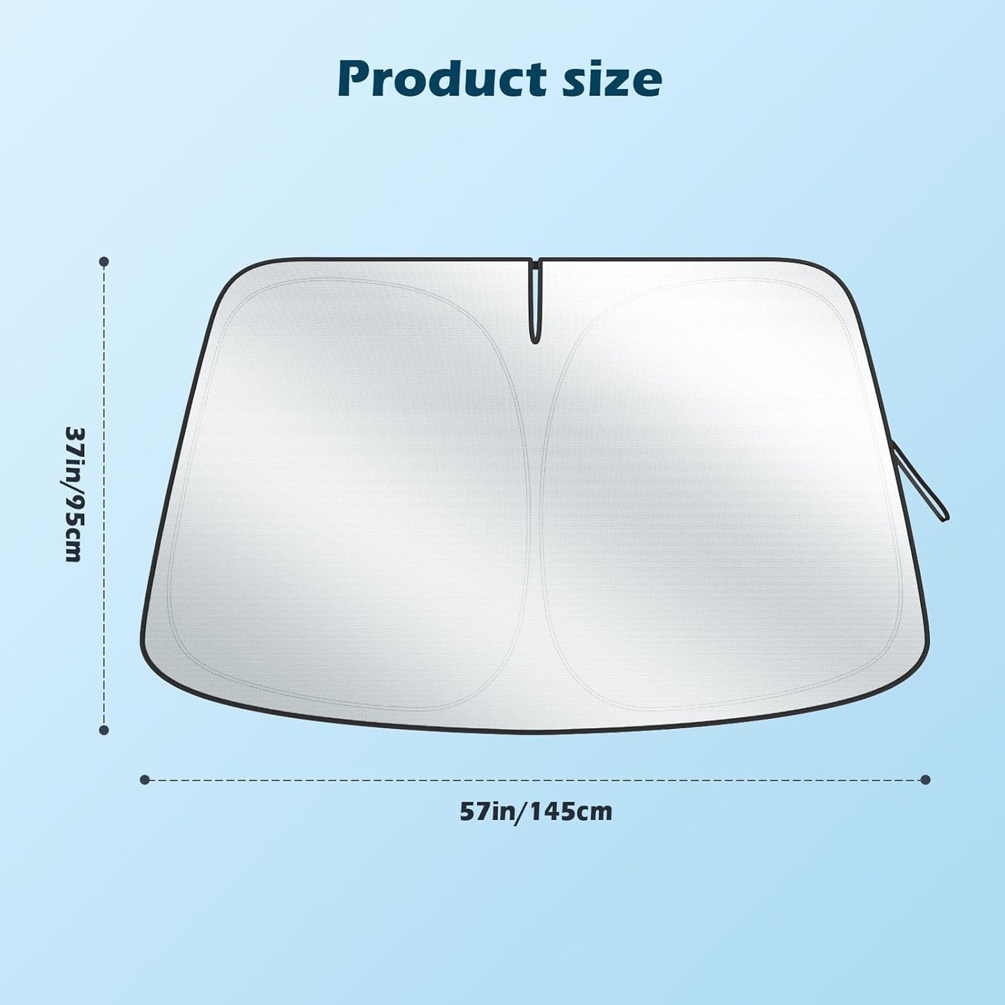 Car Windshield Sun Shade, 300T Thickened Car Window Shades Heat Reflective Interior Cool, Universal Fit for Most Cars SUVs Trucks, Foldable & Portable Design (L (57" × 31"))