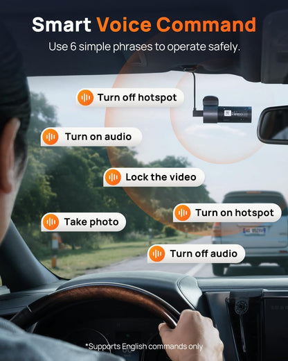 70mai Dash Cam M310, Dash Camera for Cars 1296P QHD, Smart Dash Cam Front Built in WiFi, 130° Wide-Angle FOV, WDR, Night Vision, iOS/Android Mobile App, Loop Recording, Parking Monitor, Time-Lapse