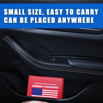 Ziciner Car Registration Insurance Holder, 2Pack Essential Auto Card Document Glove Box Organizer with Touch Fastener, Vehicle Interior Accessories Perfect for Most Car, Truck, SUV (Red/Small Car)