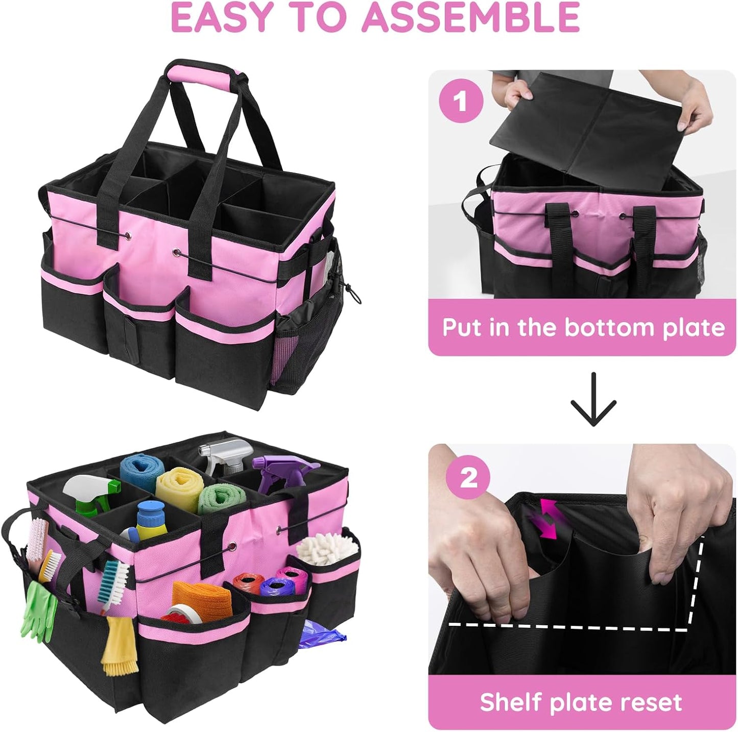 ZKOO Cleaning Bag Cleaning Caddy Organizer, Wearable Cleaning Caddy with Waist & Handles for Cleaning Tool Organizers, Extra-Large Cleaning Caddy Bag Adjustable Compartments for Housekeeping,Gardening