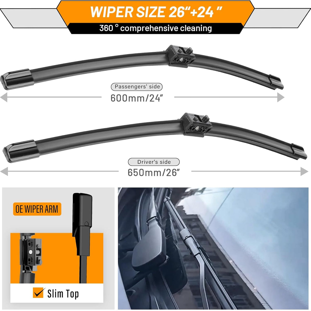 AUTOBOO 26"+19" Windshield Wipers Replacement for Tesla Model 3 2017 2018 2019 2020 2021 2022 2023 2024 2025 Model Y 2020 2021 2022 2023-2025 -Original Factory Quality (Pack of 2) - Colors A