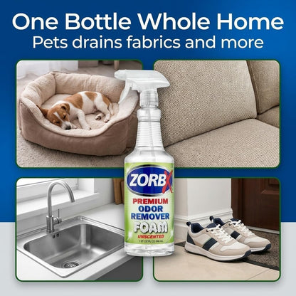 ZORBX Unscented Odor Eliminator for Strong Odor 16 Fl Oz - Used in Hospitals & Healthcare Facilities - Advanced Trusted Formula, Fast-Acting Odor Remover Spray for Dog, Cat, House & Carpet