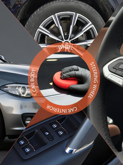 SPTA Tire Shine Applicator, 6Pcs Foam Applicator Pads, Round Shape Side Pressing Hand Polishing Sponge Pads Kit Tire Shine Applicator Pad Tire Dressing Applicator Pad for Applying Tire Shine