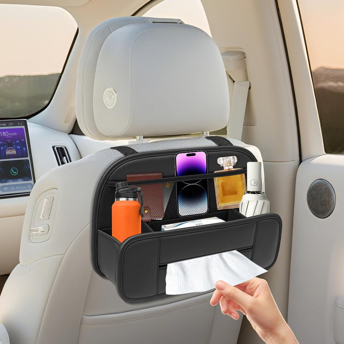 FLORICH Car Seat Gap Filler, Pro-Seats Gap Filler Organizer and Storages 2-in-1, Premium Leather Center Console Organizer, Car Organizer Front Seat Universal Fit for Car SUV Truck