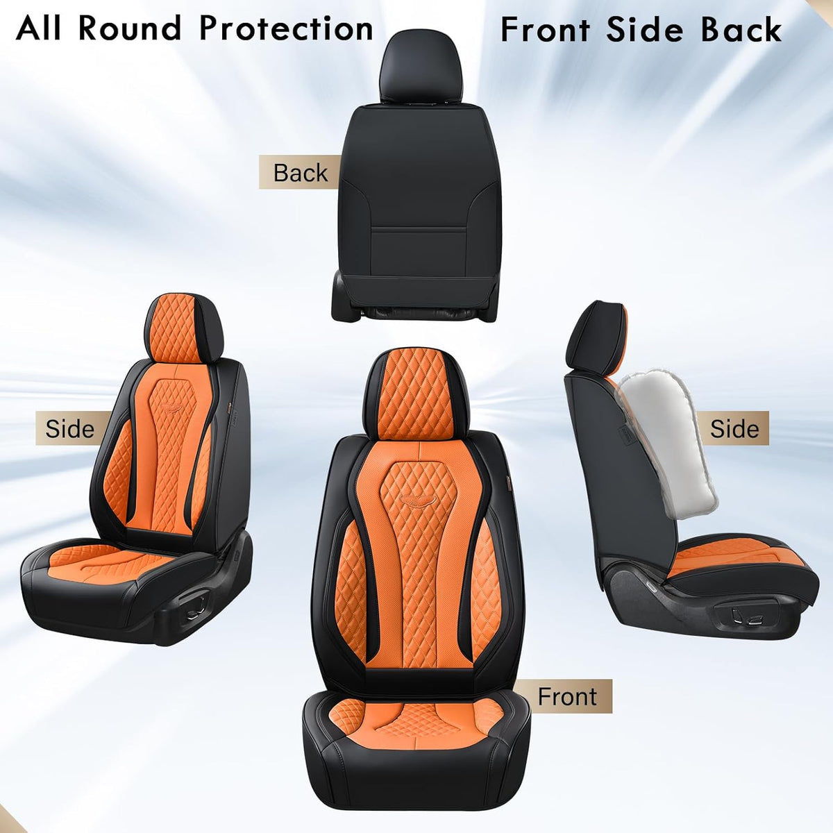 Coverado Seat Covers, Car Seat Covers Full Set, Black Car Seat Cover, Car Seat Covers Front Seats Back Seat Cover, Waterproof Car Seat Cushion, Leather Seat Covers Seat Protector Fit for Most Cars