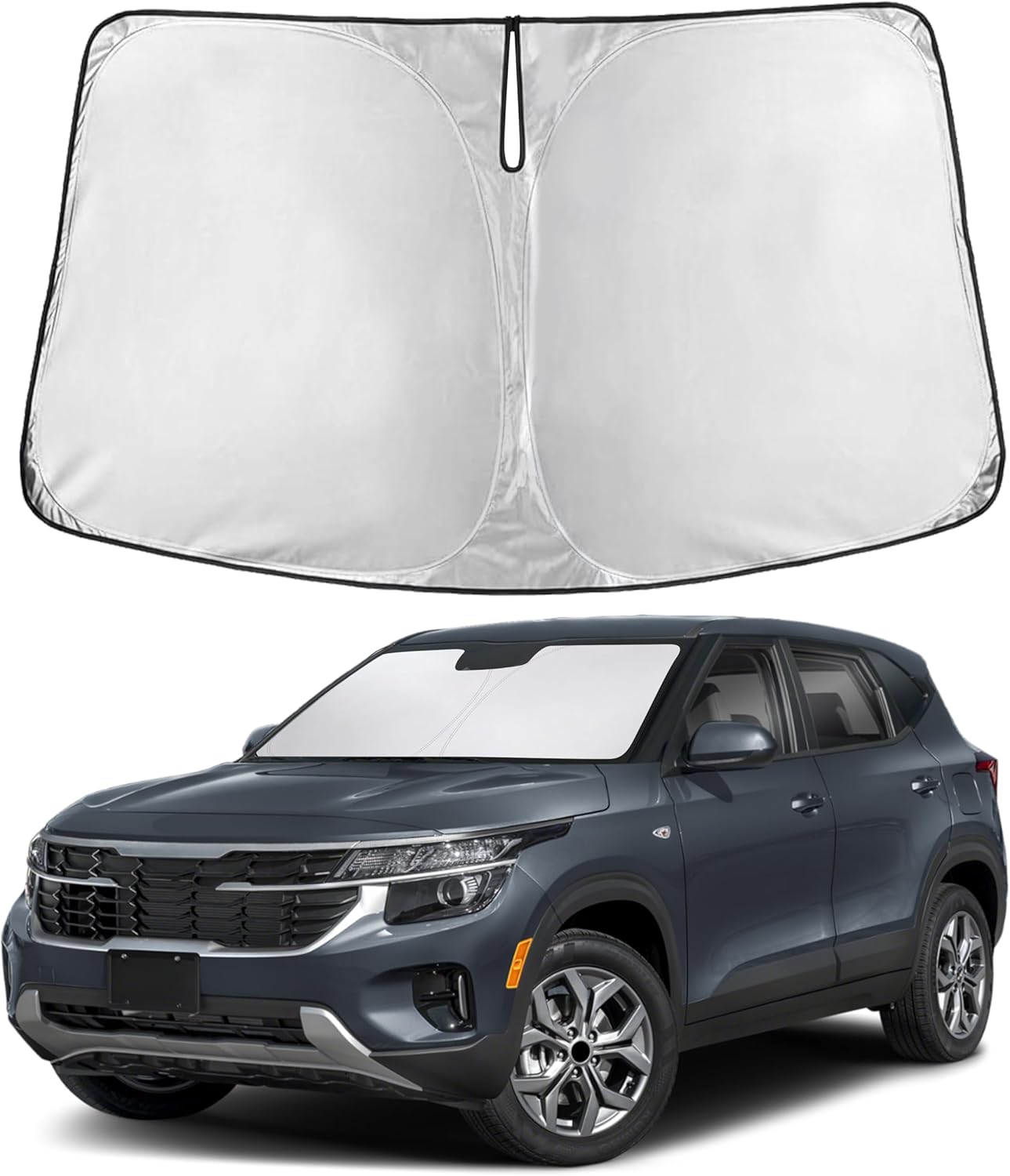 EcoNour Car Windshield Sun Shade | 2025 Upgraded Innovative No-Light-Pass Technology for Maximum Coverage | Foldable Sun Shade Keeps Your Vehicle Cool | Must-Have Car Accessories | Small (59" x 29") - Colors K
