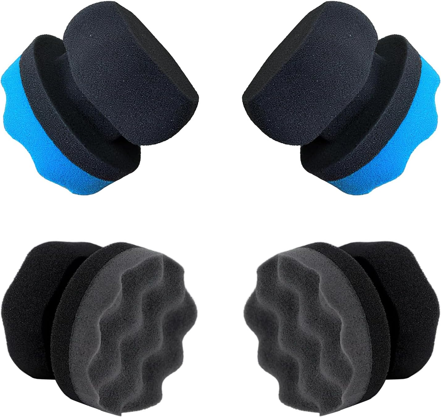 Tire Shine Applicator Pads, 2 Pcs Tire Dressing Applicator, Reusable Tire Shine Sponge Wave Contoured for Car Detailing, 3.15inch