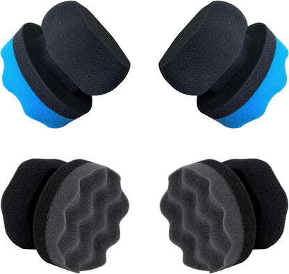 Tire Shine Applicator Pads, 2 Pcs Tire Dressing Applicator, Reusable Tire Shine Sponge Wave Contoured for Car Detailing, 3.15inch