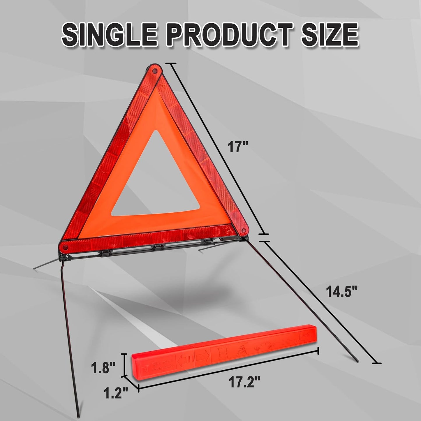 CARTMAN 3 Pack Warning Triangle Reflective Warning Road Safety Triangle Kit with Reinforced Cross Base and Carrying Case