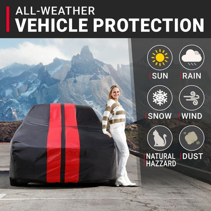 iCarCover 15-Layer Car Cover Waterproof All Weather | Premium Quality Car Covers for Automobiles, UV Protection, El Camino, Impala, Bel Air, Monte Carlo, Galaxie, Charger, Size C21 (See Size Chart) - Colors A