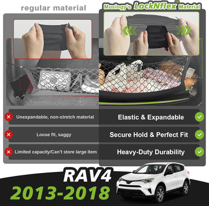 Muslogy Truck Bed Cargo Net Trunk Netting Compatible with 2023-2025 2026 Honda CR-V Accessories, Pickup Cargo Organizer SUV Sedan Storage Net w/Heavy Duty Carabiners - Colors A