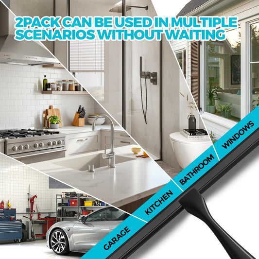 ALFLOD 2PACK Shower Squeegee for Glass Doors, Squeegee for Shower Glass，All-Purpose Tile Walls, Bathroom, Window, Glass and Car Windshield, Mirrors and Kitchen-Stainless Steel, 10 Inches, Silver