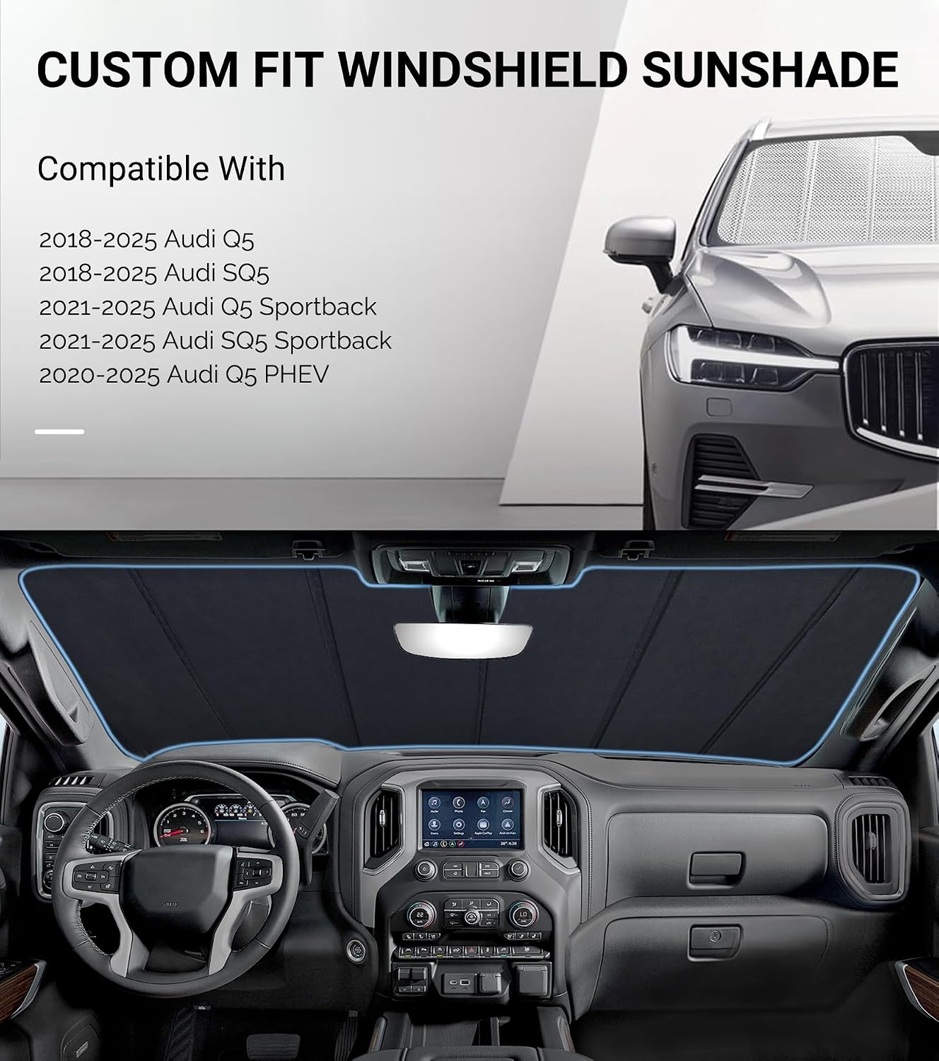 Pigenius Windshield Sunshade for Audi Q5/SQ5 2018-2025, Q5 Sportback/SQ5 Sportback 2021-2025, Q5 PHEV 2020-2025 - AstraGuard