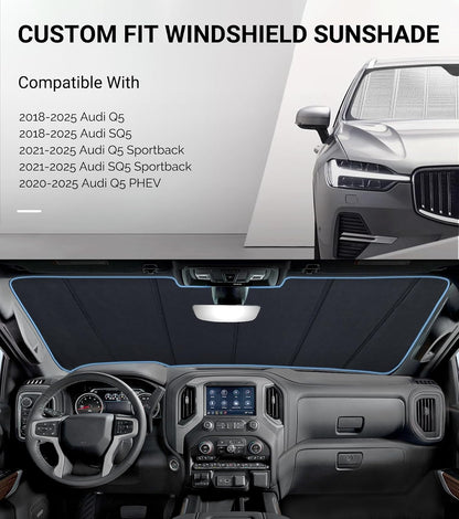 Pigenius Windshield Sunshade for Audi Q5/SQ5 2018-2025, Q5 Sportback/SQ5 Sportback 2021-2025, Q5 PHEV 2020-2025 - AstraGuard