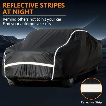 Car Cover Waterproof All Weather,6 Layers Car Covers for Automobiles, Full Exterior Cover with Zipper, Outdoor Car Cover Sun UV Rain Snow Wind Protection, Fit for 185"(185*70*59 inch)Sedan