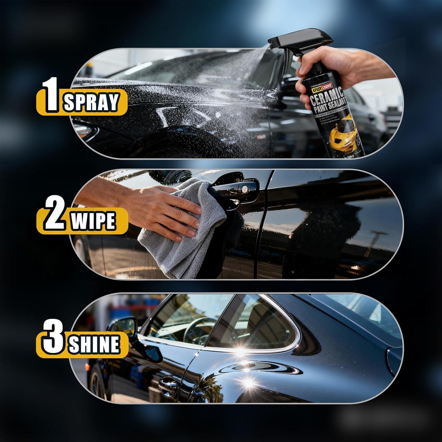 Ceramic Coating for Cars Polish, Paint Sealant Spray Enhancing Car Gloss and Color Depth, Hydrophobic Protection, Waterproof, Dustproof and Pollutant-Proof, High Shine Car Wax Coating Spray