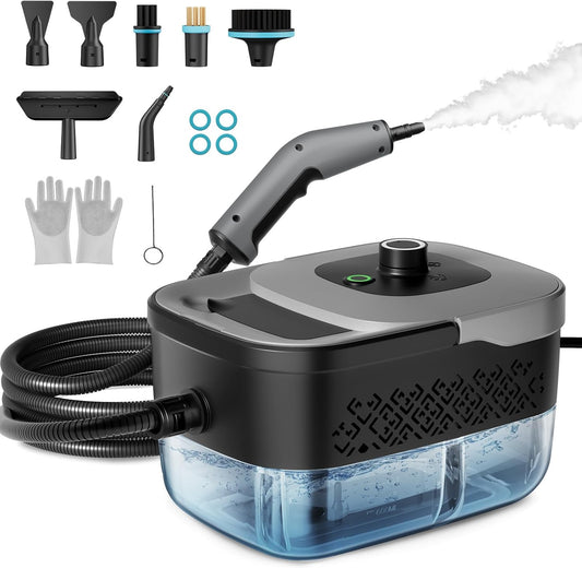 Steam Cleaner, Portable Steam Cleaner for Home with 1800W High Pressure, 15s Heat-Up,1600ML Large Tank, Handheld Steam Cleaner for Cleaning Upholstery, Tile, Car, Bathroom, Grout, Floor (Grey)