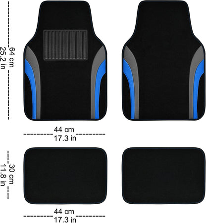 CAR PASS Leather Waterproof Sporty Car Floor Mats Carpet,Universal Automotive Floor Mat Fit for Sedans, Cars, Mid Trucks, Vans, SUV, Set of 4 (Black and Gray)