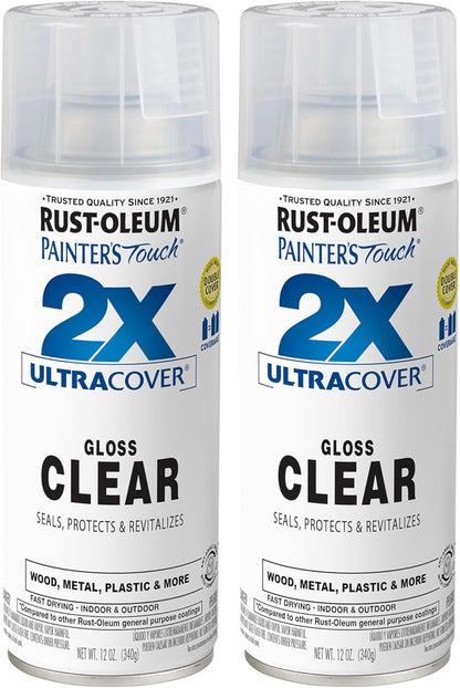 Rust-Oleum 334029 Painter's Touch 2X Ultra Cover Spray Paint, 12 oz, Gloss Clear - Colors A