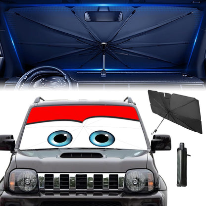 Windshield Sun Shade 2025 Car Accessories 100% Blackout Car Front Windsow Shades Umbrella Automotive Sun Visor Block Heat Insulation Protection (Black Eyes)