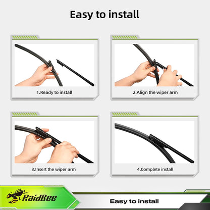 Raidbee® 26"+26" Windshield Wiper Blades Replacement for Ford Fusion 2013 2014 2015 2016 2017 2018 2019 2020 Genuine OEM Quality 2 Pack - Colors A