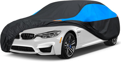 MORNYRAY Waterproof Car Cover All Weather Snowproof UV Protection Windproof Outdoor Full car Cover, Universal Fit for Sedan (Fit Sedan Length 194-206 inch, Blue)