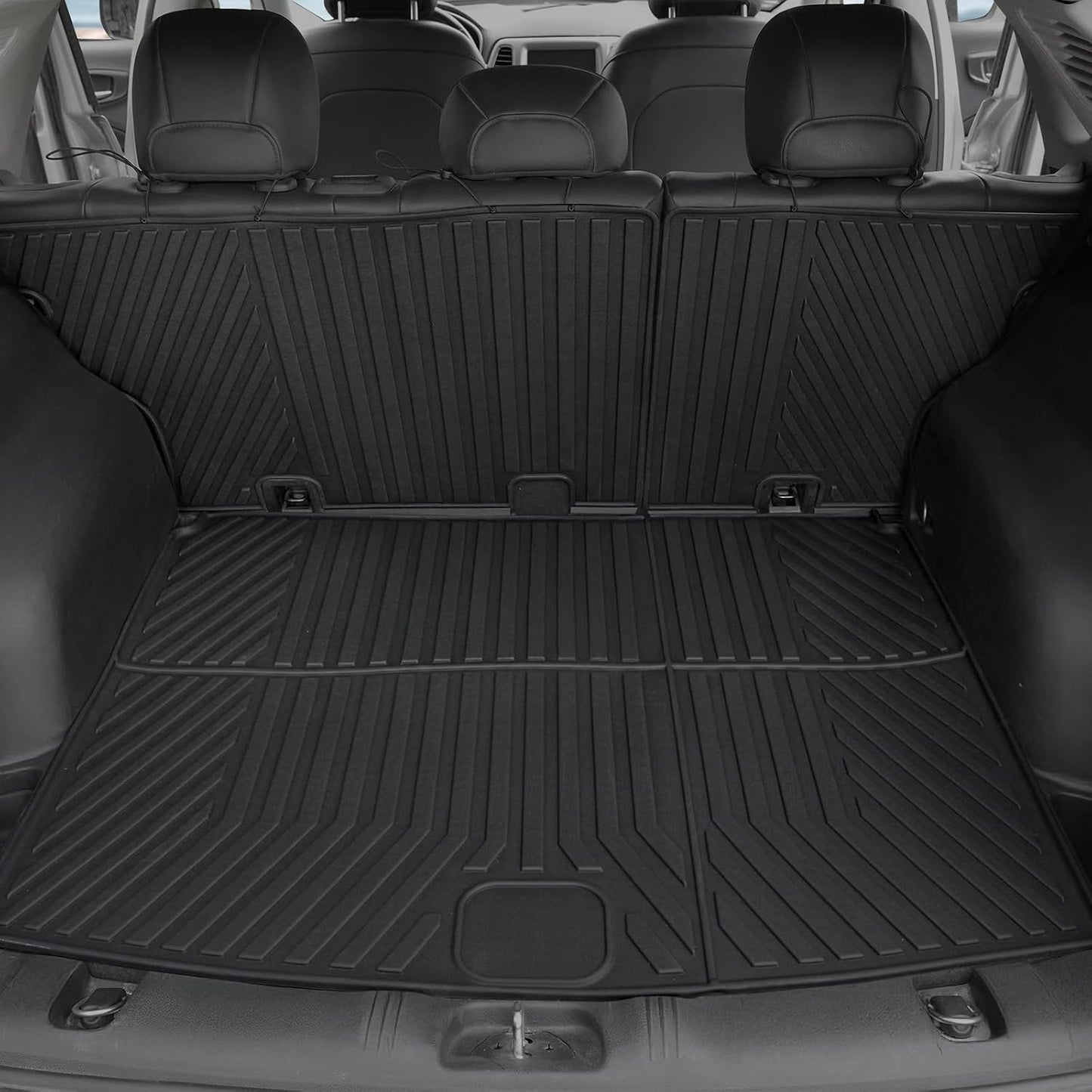 Floor Mats for Jeep Cherokee 2019-2023, All Weather Floor Mats Trunk Cargo Liner with Backrest Protectors and Door Sill Guards Accessories, Full Coverage Set