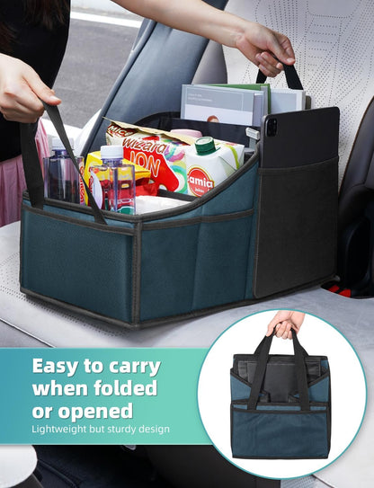 YOHOOLYO Car Seat Organizer Backseat Car Organizer with 4 Compartments, 4 Cup Holders and 7 Mesh Pockets for Front and Rear Seat, Black