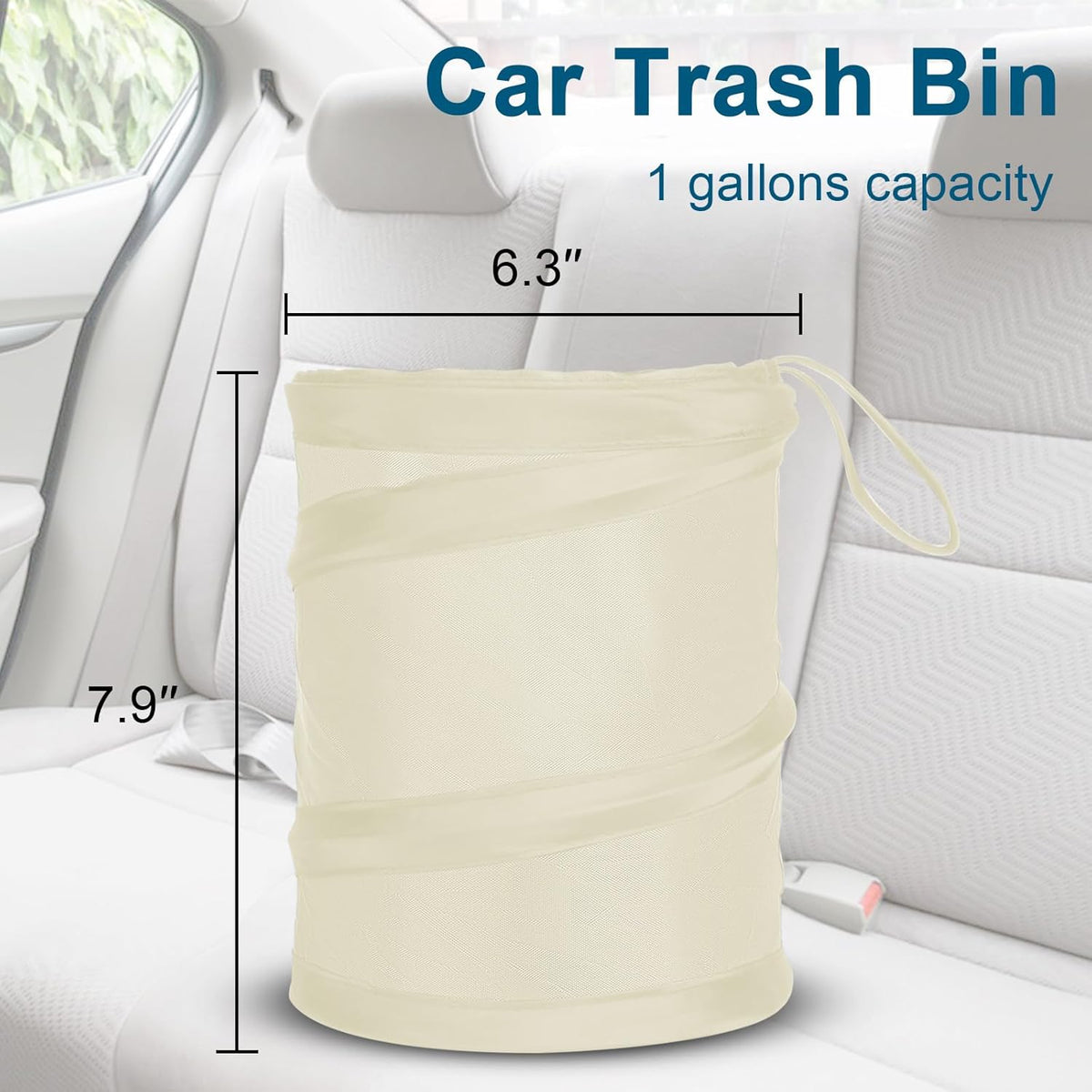 Car Trash Can, 2 Packs Mini Collapsible Pop-up Car Garbage Can, Waterproof Hanging Car Trash Bag with Velcro, Car Trash Bin, Black