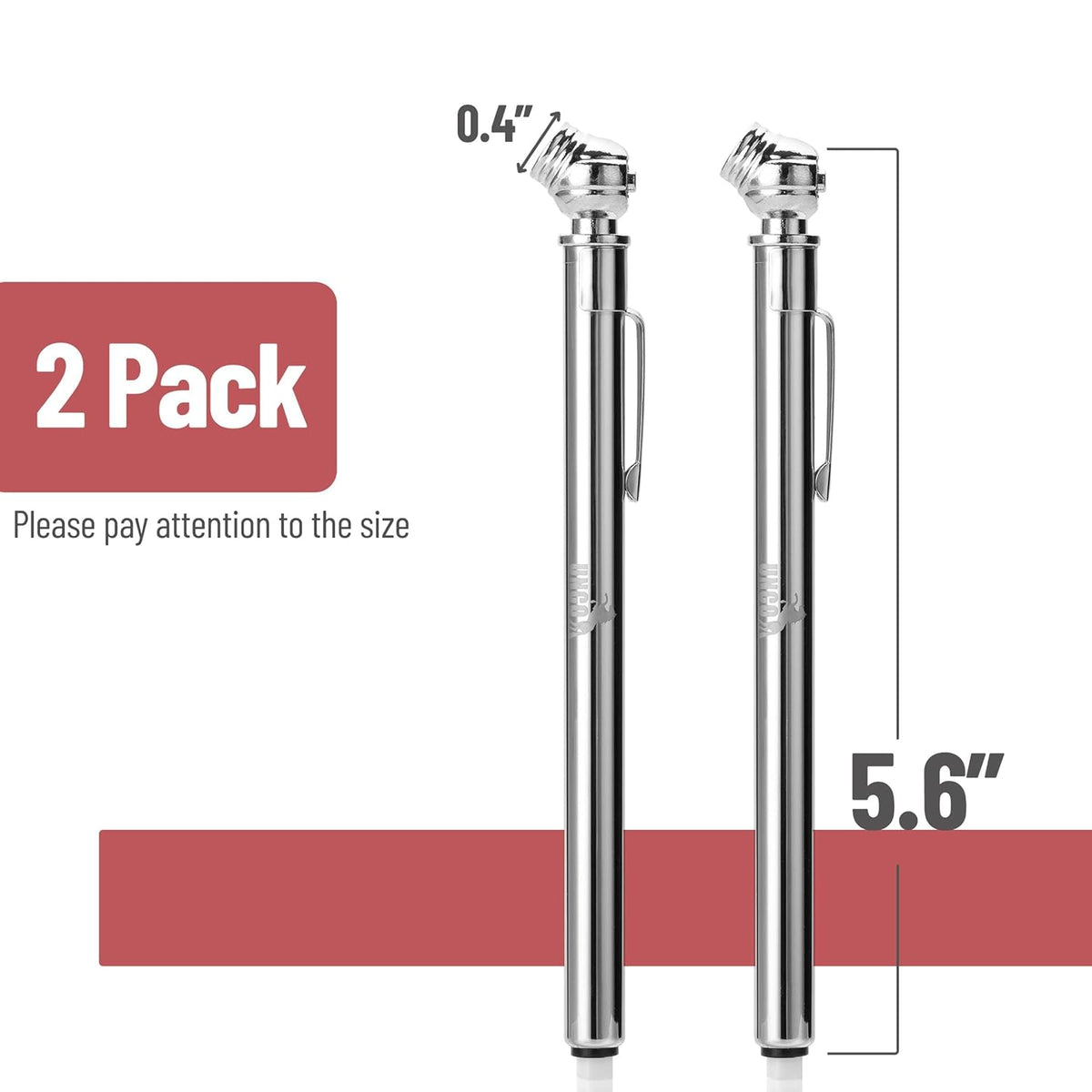 UNCO Pencil Tire Gauge, 2 Pack, 10-75 PSI, Car Tire Air Gauge