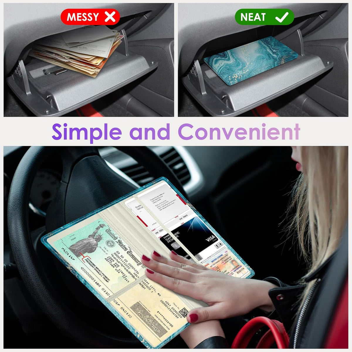 Car Registration and Insurance Holder，Colour Patterns Men Women Car License Document Registration and Insurance Card Holder