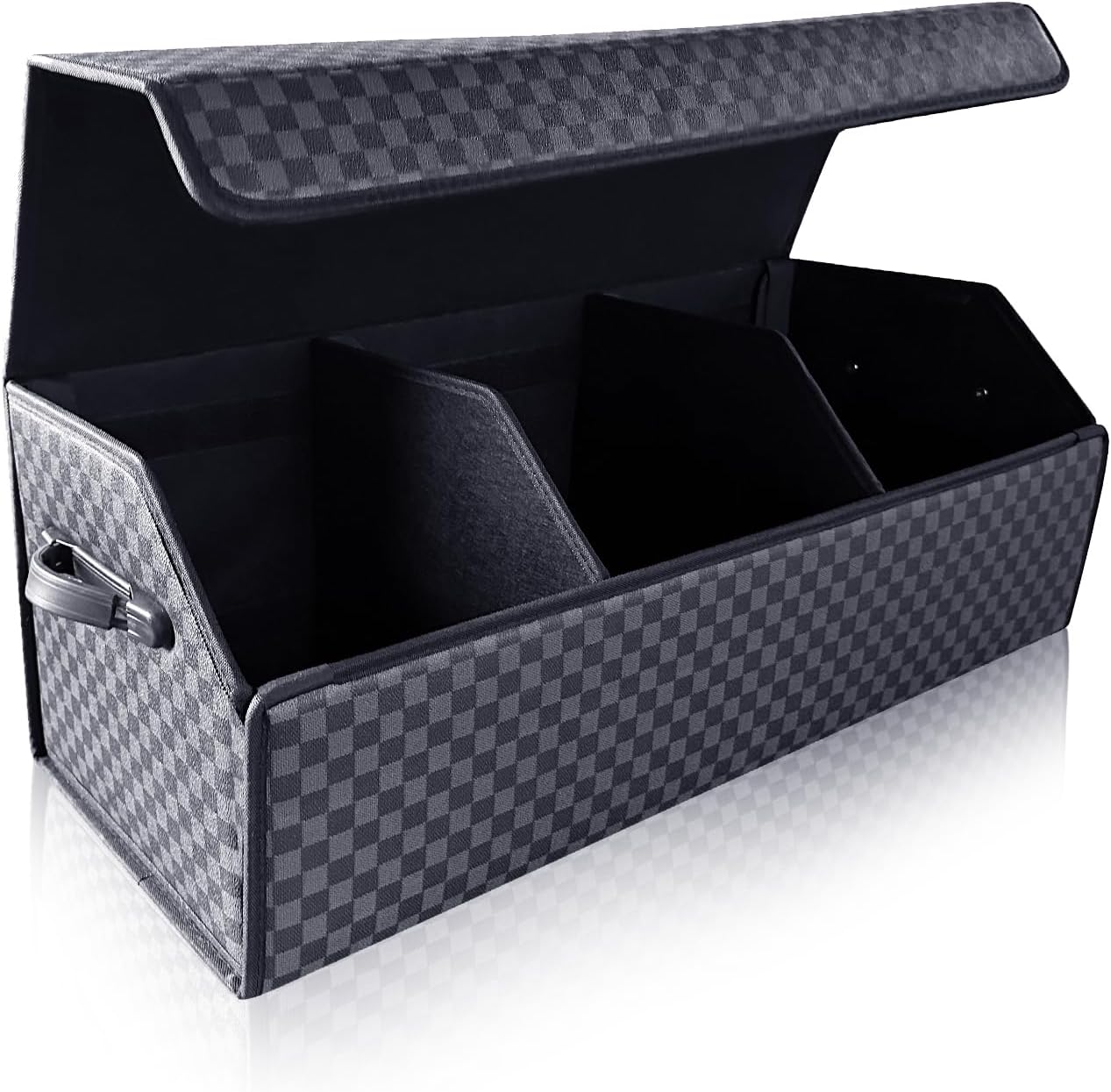 Fyzeoty Car Organizers for Trunk for Suv Sedan, Leather Storage Box,Magnetic Lid,Collapsible and Adjustable,16.5 inches