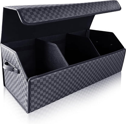 Fyzeoty Car Organizers for Trunk for Suv Sedan, Leather Storage Box,Magnetic Lid,Collapsible and Adjustable,16.5 inches