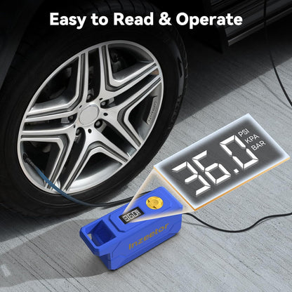 150 PSI Tire Inflator Portable Air Compressor, 12V DC Auto Shutoff Air Pump with Digital Pressure Gauge and Emergency LED Light for Car Tires, Bicycle & Balloons, Black