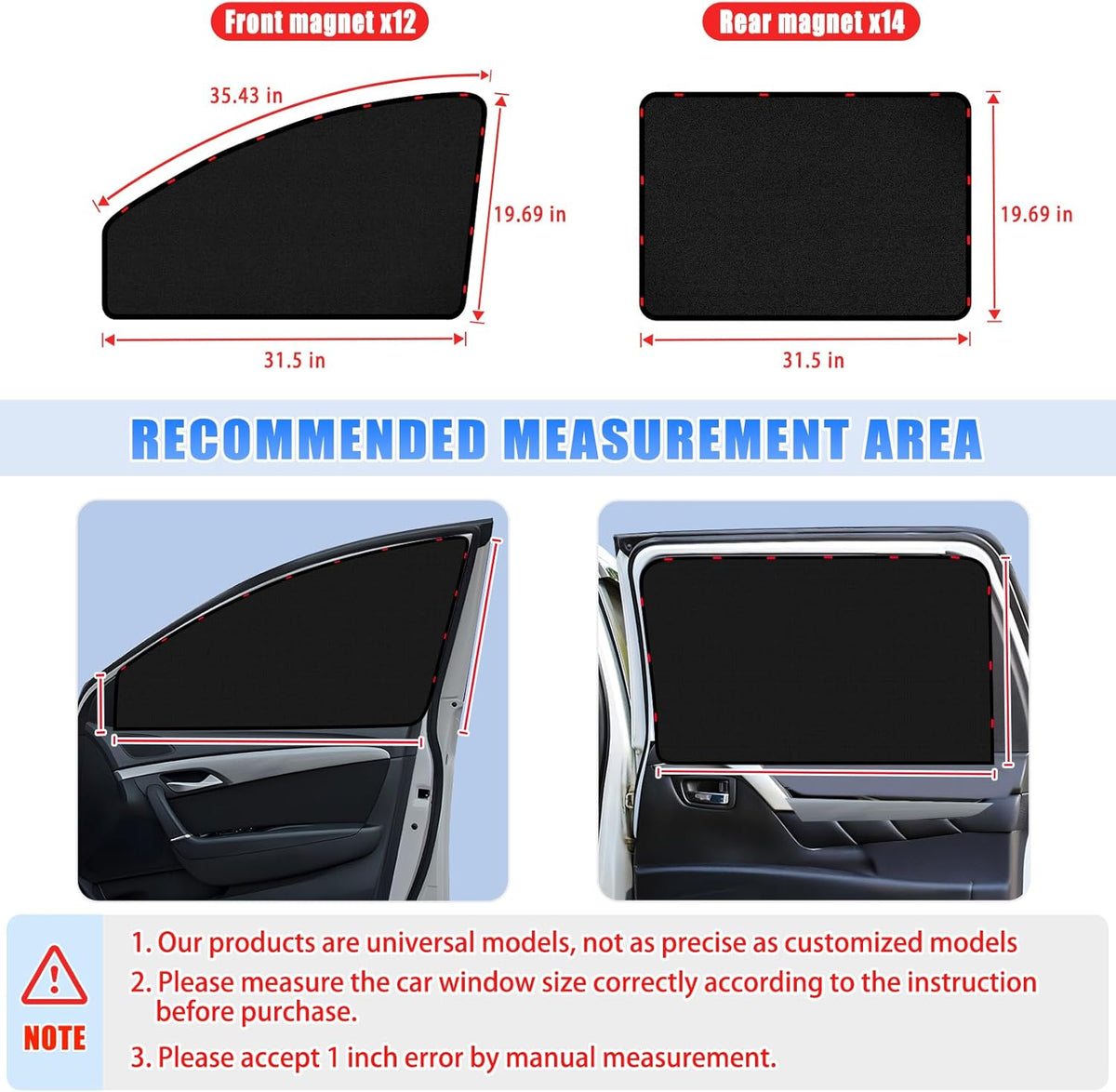 ZATOOTO Suede Car Window Shades 4PCS - Car Window Covers for Ultimate Privacy, UV Protection, and Heat Insulation, Side Window Sun Shade Perfect for Camping, Travel, Baby Safety, and Daily Use