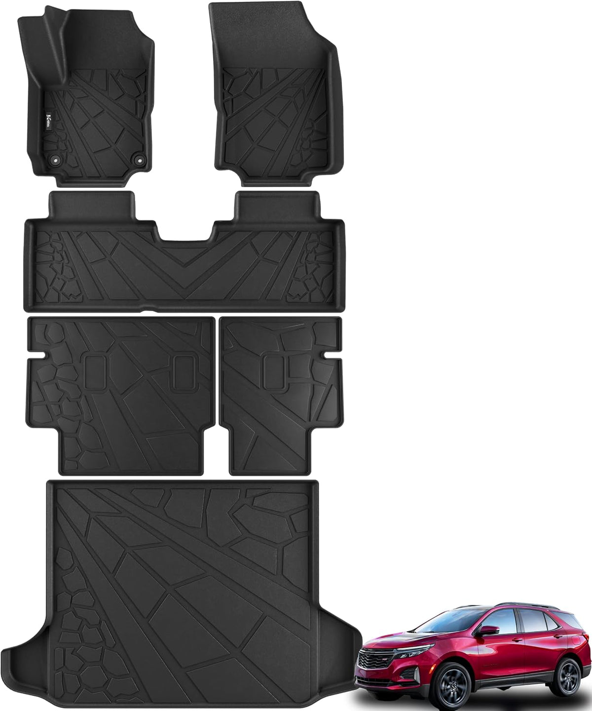 KARPAL Floor Mats for 2007-2013 Chevy Silverado & GMC Sierra 1500 Crew Cab / 2007-2014 2500/3500 HD(Footwell Coverage), All-Weather TPE Custom Fit Floor Liners Car Accessories