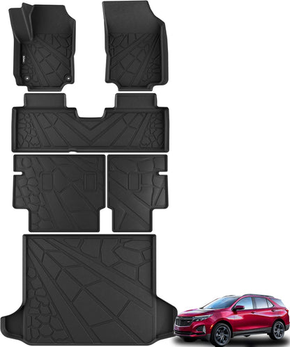 KARPAL Floor Mats for 2007-2013 Chevy Silverado & GMC Sierra 1500 Crew Cab / 2007-2014 2500/3500 HD(Footwell Coverage), All-Weather TPE Custom Fit Floor Liners Car Accessories