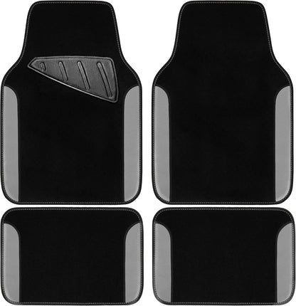 CAR PASS Rainbow Waterproof Universal Fit Faux Leather Car Carpet- Anti-Slip Nibbed Backing Floor Mats for SUV, Vans,Sedans,Trucks, Automotive Set of 4 for Women (Black with Red)