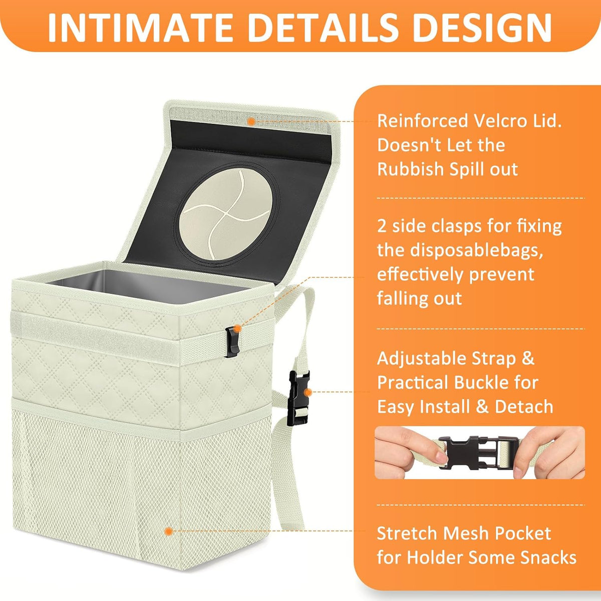 Vankor Car Trash Can Bin with Lid Hanging for Back Seat, Car Accessories for Women Men Leak Proof Automotive Garbage Cans Leakproof Vehicle Trash Can for Truck SUV Black