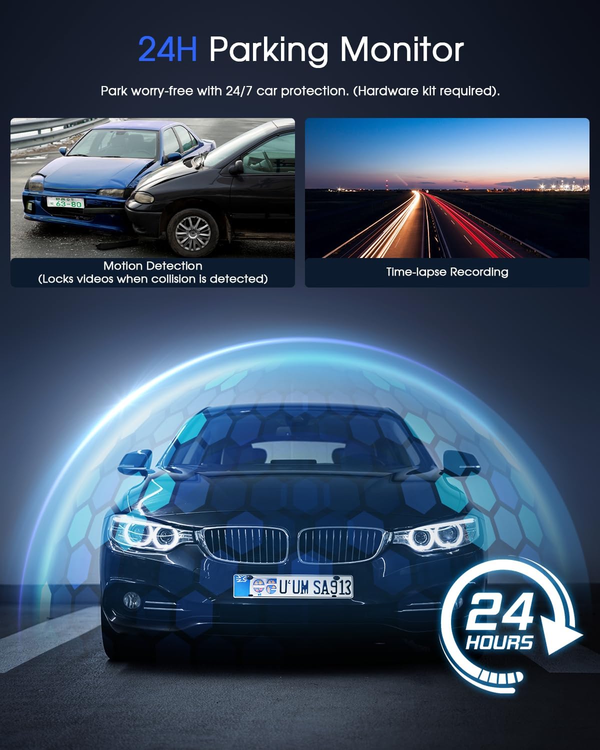 2K Dash Cam with 32 GB Card, 1.5'' IPS Screen, External GPS, WiFi Dash Camera for Cars, Front Dashcams for Cars with APP, WDR, Night Vision, 24 Hours Parking Monitor, G-Sensor, Loop Recording