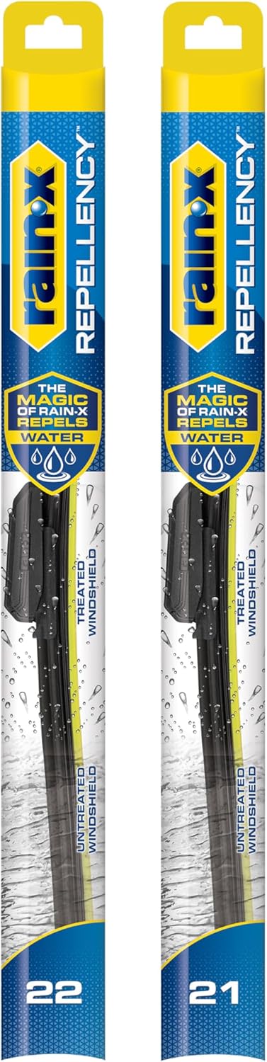 Rain-X 810363 Repellency Water Repellent Wiper Blades, 22" Windshield Wipers (Pack of 2), All Weather Streak-Free for Enhanced Visibility w/Water Repellency Formula [Amazon Exclusive] - Colors A