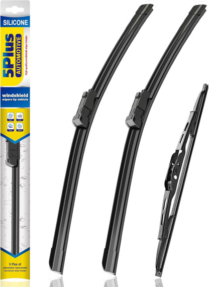 5 PLUS® Silicone Windshield Wipers Replacement for 2007-2014 Ford edge, 2007-2015 Lincoln MKX Wiper Blades(Set of 3),Automotive Replacement Windshield Wiper Blades For My Car-26"/20"/14" - Colors A