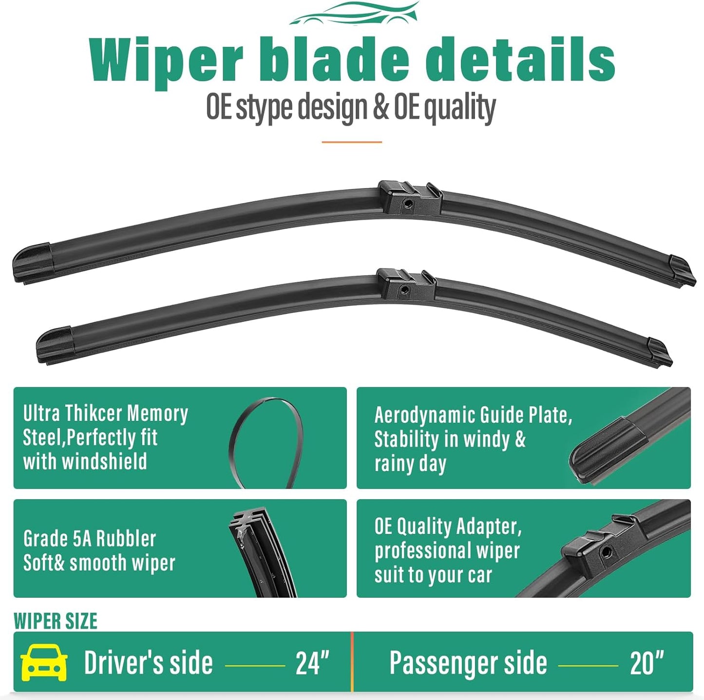 26" 16" 12" Windshield Wiper Blades Replacement for Toyota RAV4 2019 2020 2021 2022 2023 2024 2025 RAV 4 / Mazda 5 2006-2015 Premium All Weather Front Rear Wipers Set - OEM Quality (Pack of 3) - Colors A