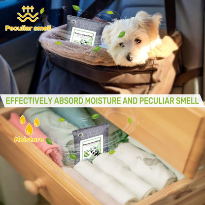 Activated Charcoal Odor Absorber for Strong Odor, Basement, Cars, Closets, Shoes, Smoke. 3 Pack Bamboo Charcoal Air Purifying Bags Deodorizer Odor Eliminator for Home