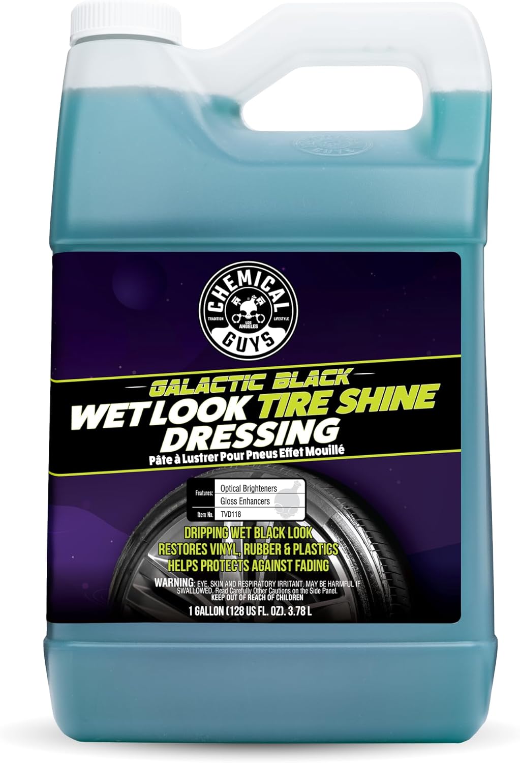 Chemical Guys Galactic Black Wet Look Tire Shine Dressing, for a Whole New Level of Shine and Depth of Black, Safe for Cars, Trucks, Motorcycles, RVs & More, 128 fl oz - TVD118