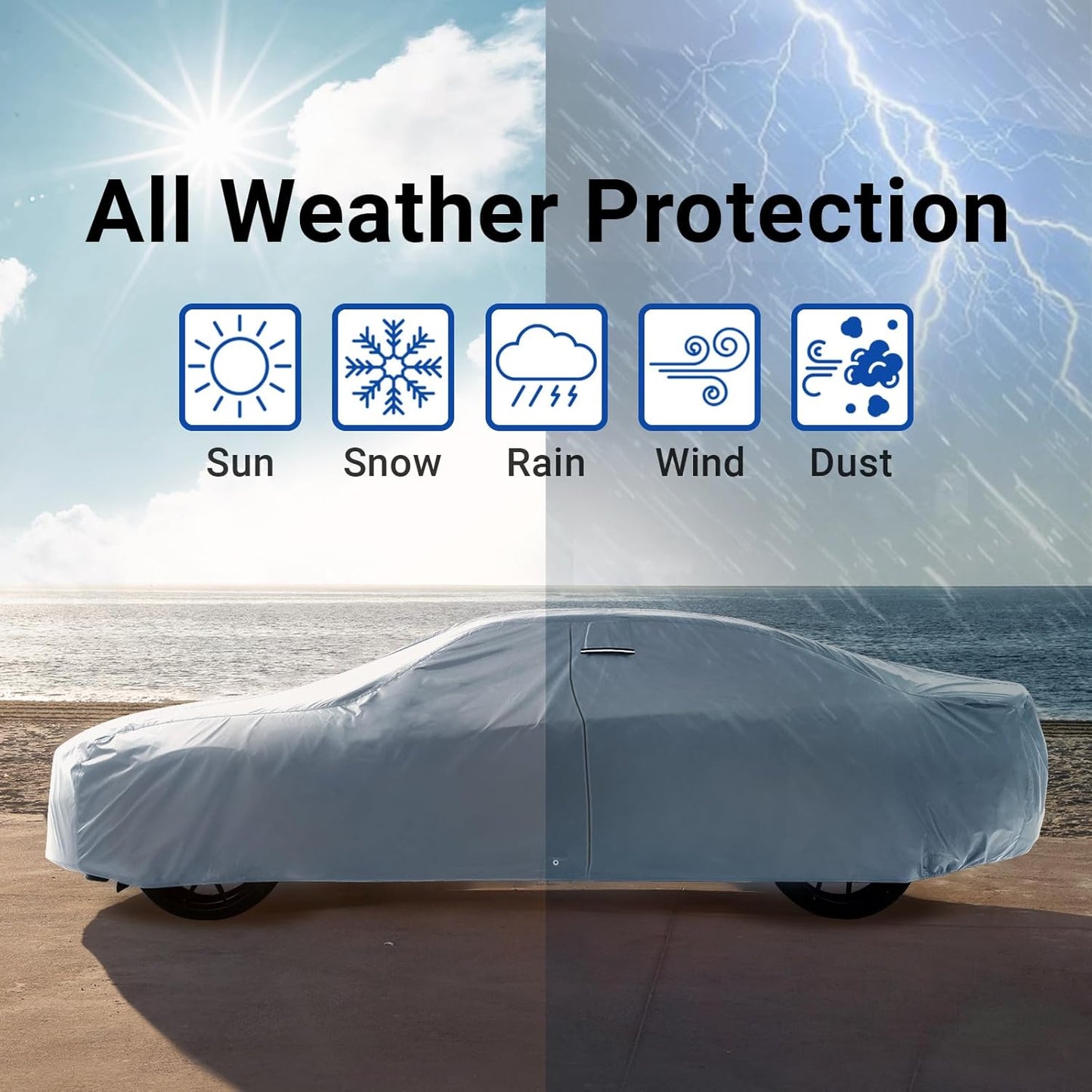 iCarCover Premium Car Cover for 1970-1972 Chevy Monte Carlo Heavy Duty Waterproof All-Weather Automobiles Custom Fit Indoor Outdoor UV Snow Protection Covers with Straps and Bag - Colors A