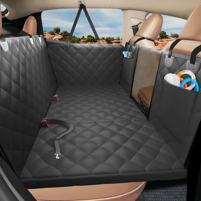 Back Seat Extender for Dogs-Large Space, Dog Car Seat Cover Hard Bottom Holds 420lbs, Sturdy Backseat Extender for Dogs,Upgraded Waterproof Pet Car Bed Dog Hammock for Car, SUV,Truck, Black