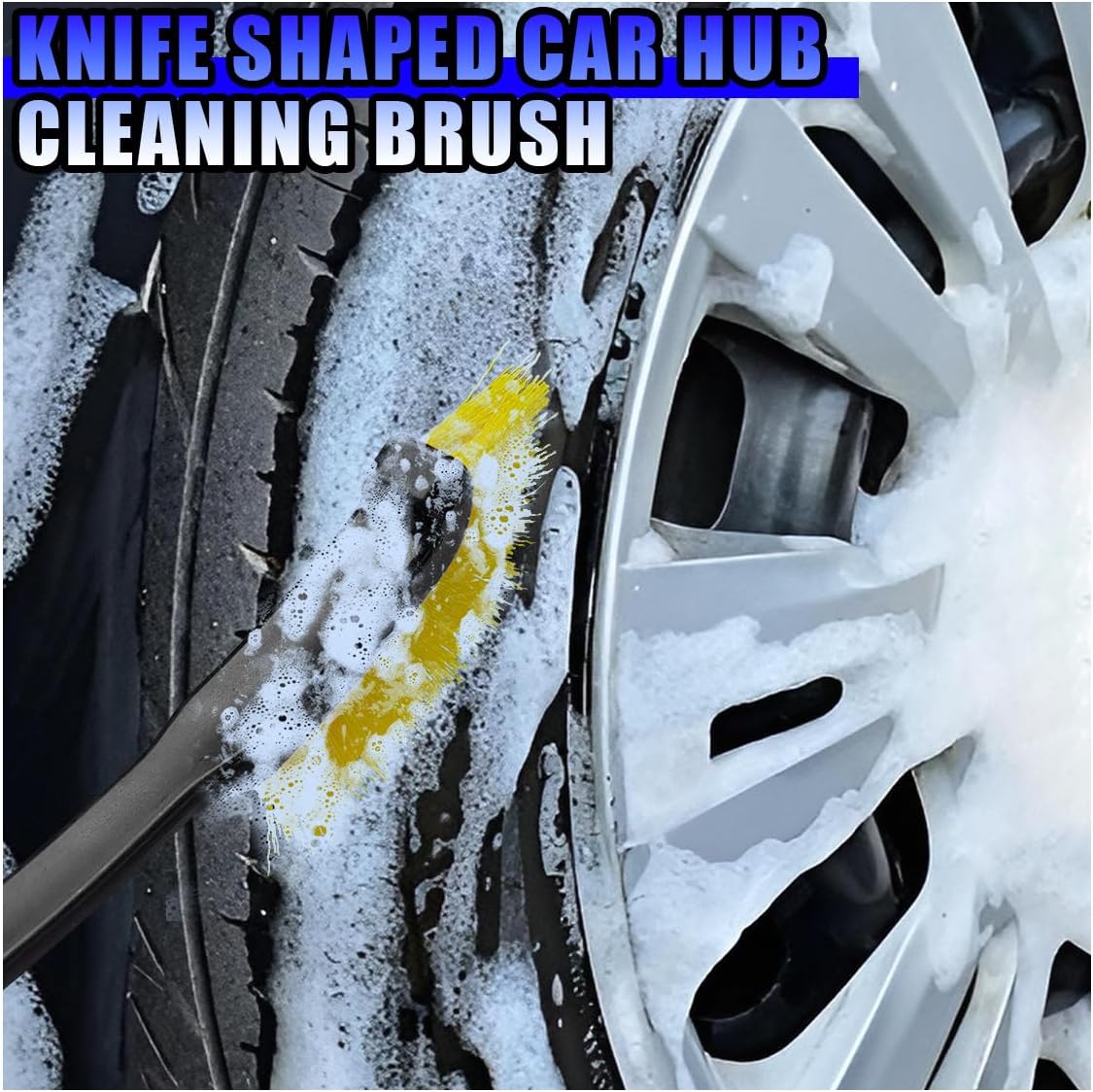 Car Wheel Cleaning Brush, Hard Bristle Automotive Tire Detailing Brushes, Multifunctional Vehicle Crevice Scrub Brush, 12'' Car Interior Washing Tool for Home (1PC)